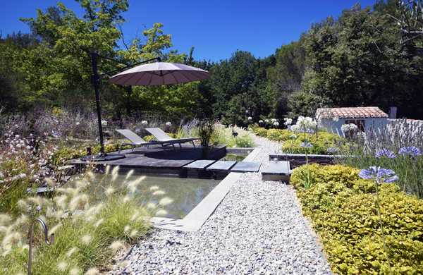 Présentation d'un projet de rénovation d'un jardin paysagé de style méditerranéen autour d'une piscine existante par un concepteur-paysagiste basé à Toulon.