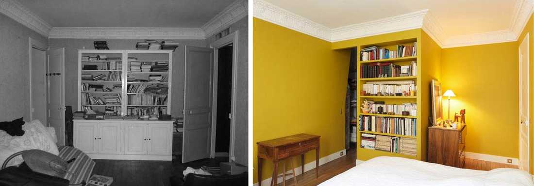 Avant - aprés salon d'un appartement aprés renovation par un architecte d'intérieur à Toulon