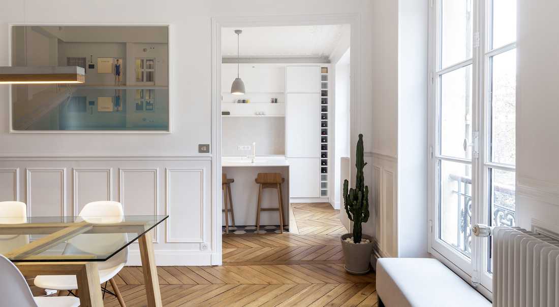 Aménagement d'un cuisine ouverte dans un salon par un architecte à Toulon
