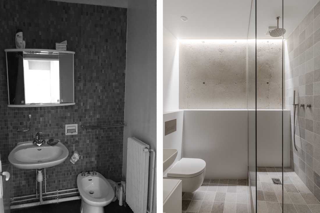 Avant - après : Rénovation de la salle de bain d'un appartement des années 70 à Toulon