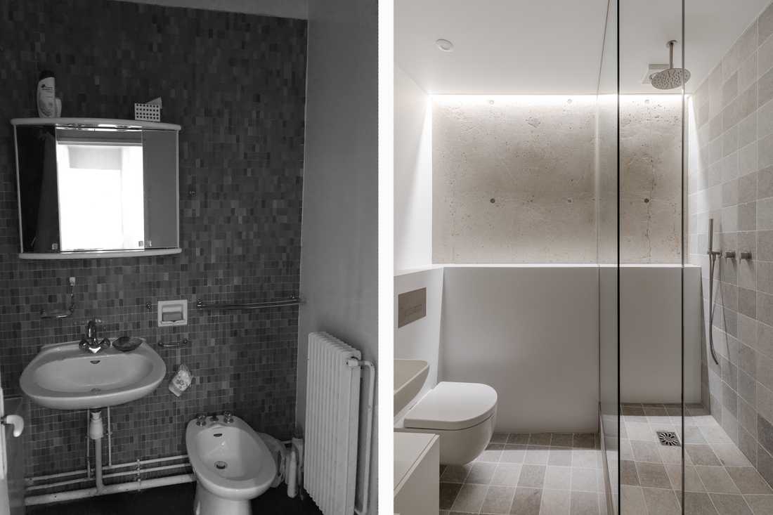 Avant - après : Rénovation de la salle de bain d'un appartement des années 70 à Toulon