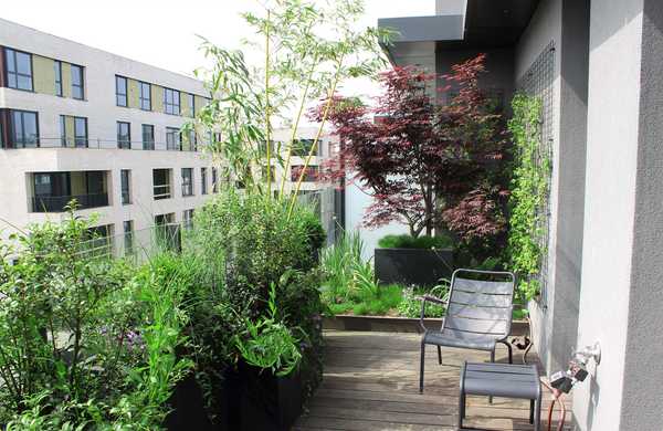 Aménagement paysager de la terrasse d'un penthouse à Toulon.