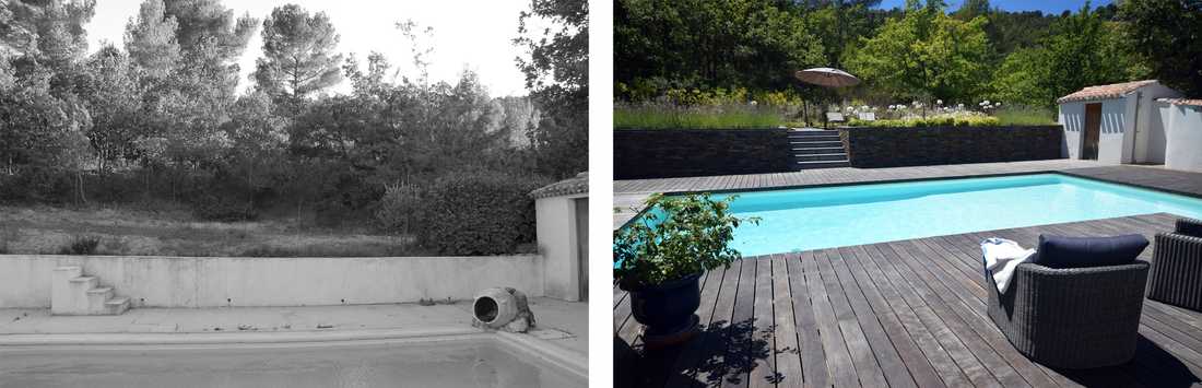 Avant-après : relooking d'un jardin avec piscine par un paysagiste à Toulon