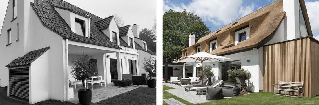 Photo avant-après de la restructuration complète d'une villa par un architecte d'intérieur à Toulon