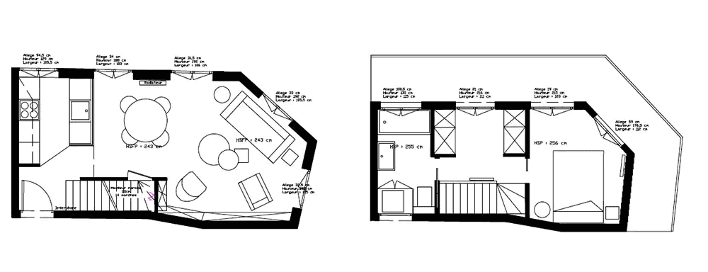 Plan de l'architecture intérieur d'un duplex à Toulon