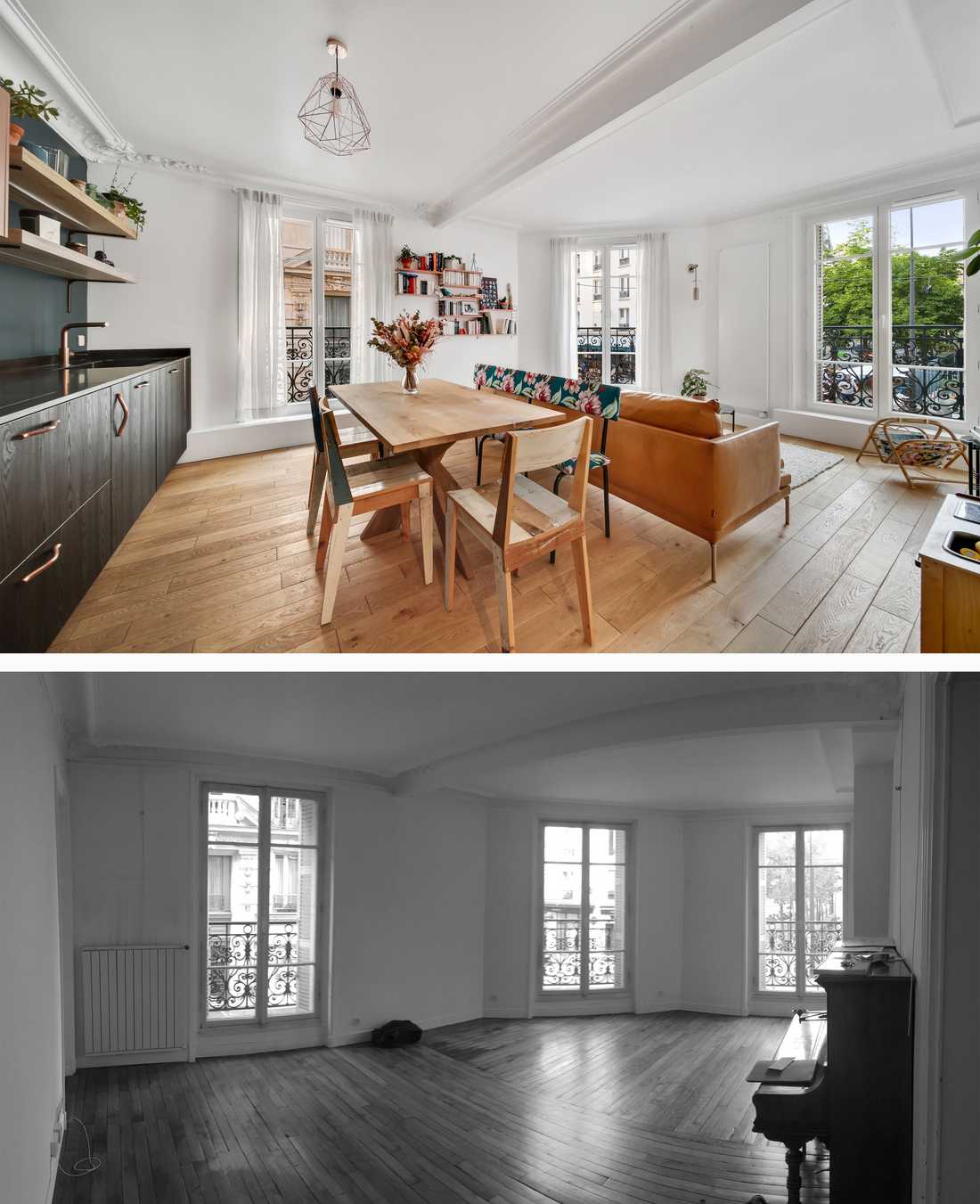Before and after photo of the energy renovation of an apartment in Toulon