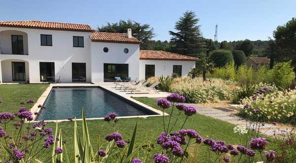 Mediterranean garden with a swimming pool